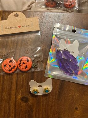 3 for1 Price-Handmade Fish Hook Earrings and Post Back
